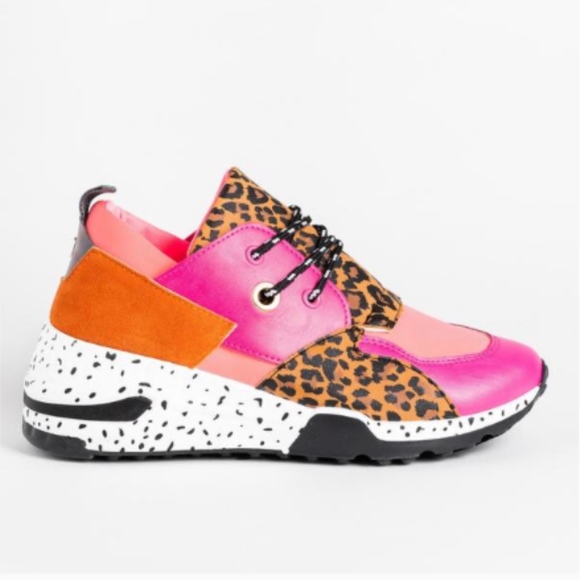 Shoes - “Melrose” Sneakers - Fuchsia/Leopard